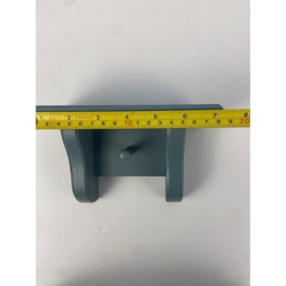 Rustic Mini Blue Wooden Wall Shelf with Peg Hook Farmhouse Floating Rack 8 Inch - Picture 6 of 9